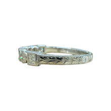 Antique Style Engraved Diamond Wedding Band 14K White Gold