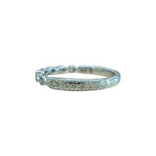 Antique Style Engraved Diamond & Sapphire Wedding Band 14K White Gold