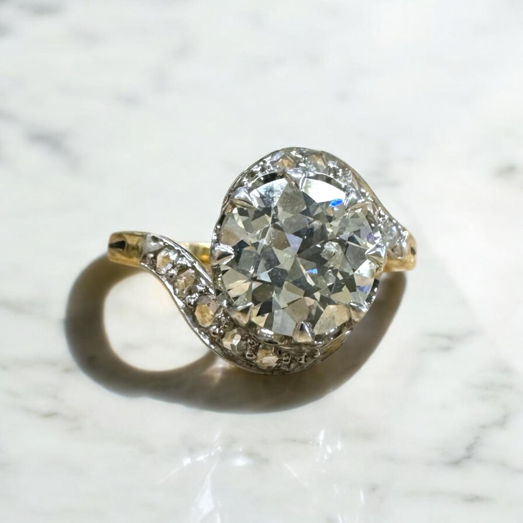 Vintage Art Nouveau Unique Diamond Engagement Ring