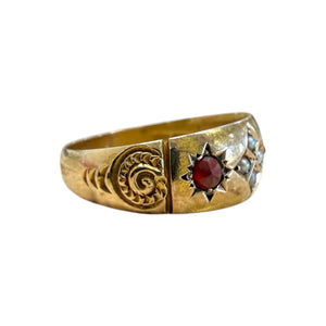 Vintage Garnet & Cigar Band Style Ring
