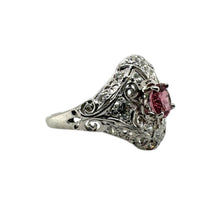 Vintage Art Deco Pink Sapphire Platinum Filigree Ring