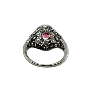 Vintage Art Deco Pink Sapphire Platinum Filigree Ring