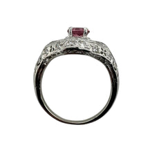 Vintage Art Deco Pink Sapphire Platinum Filigree Ring