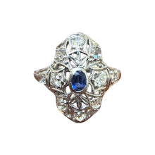 Vintage Dainty Platinum Sapphire & Diamond Filigree Ring