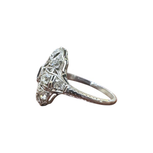 Vintage Dainty Platinum Sapphire & Diamond Filigree Ring