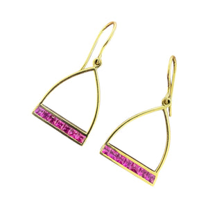 Ruby Horse Stirrup Dangle Earrings