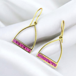 Ruby Horse Stirrup Dangle Earrings