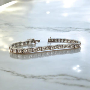 Vintage Platinum Diamond Tennis Bracelet 4 Carats