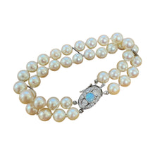 Vintage Opal & Diamond Double Strand Pearl Bracelet