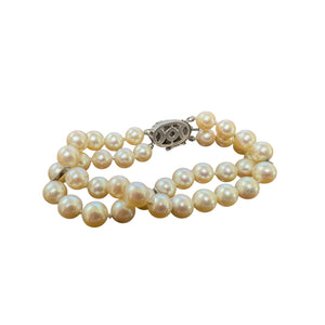 Vintage Opal & Diamond Double Strand Pearl Bracelet