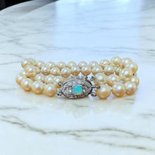 Vintage Opal & Diamond Double Strand Pearl Bracelet