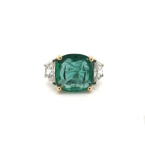 CONTEMPORARY ESTATE 7.88 CARAT EMERALD AND DIAMOND RING