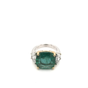 CONTEMPORARY ESTATE 7.88 CARAT EMERALD AND DIAMOND RING