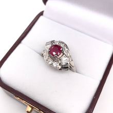 MID CENTURY 1.01 CARAT RUBY AND DIAMOND RING